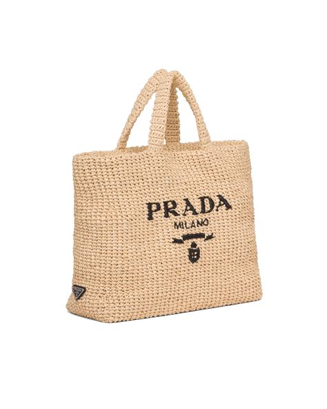 mini prada raffia tote|Prada beach bag raffia.